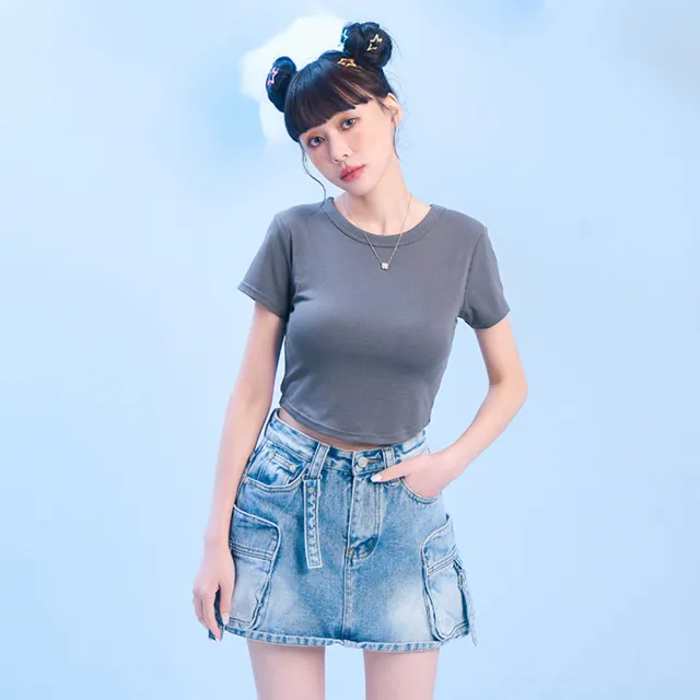 【MAJOR MADE】圓領百搭素色短袖 BRATOP(女裝短袖/BRATOP/短版上衣)