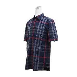 【BURBERRY 巴寶莉】BURBERRY 經典英倫格紋短袖襯衫(深藍)