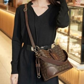 【LEEHER】618 腋下包/斜肩包/側揹包/女生包包/大容量包包/通勤包/休閒包/百搭/隨身包/R字紋/水桶包/字紋包