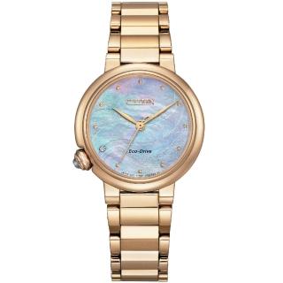 【CITIZEN 星辰】L系列 光動能大三針腕錶/玫瑰金30mm(EM0919-85Y)