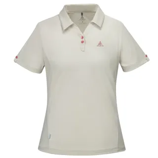 【ATUNAS 歐都納】女款再生循環回收ATUNAS-TEX短袖POLO衫(A2PS2536WC灰米/防曬抗UV/休閒/吸濕排汗透氣)