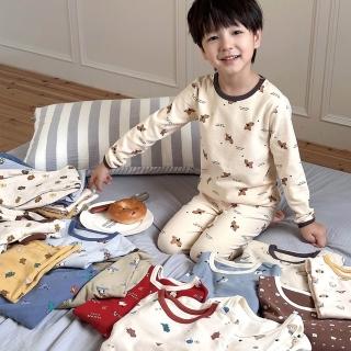【MANI 瑪尼】童裝兒童加厚萊卡套裝純棉居家睡衣(兒童秋冬加厚睡衣 彈性萊卡套裝)