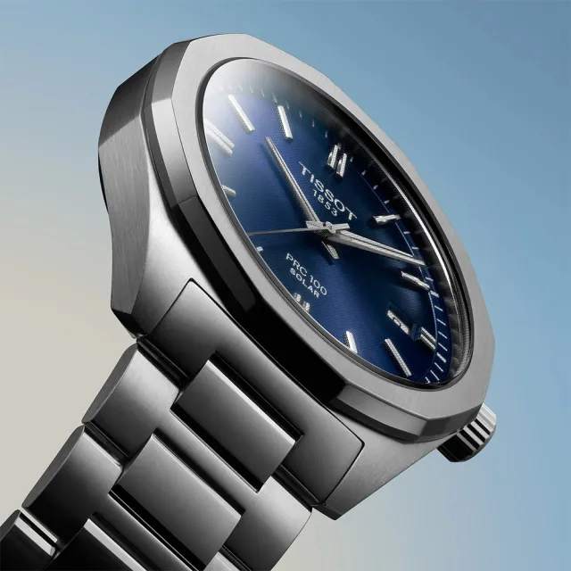 【TISSOT 天梭】Solar PRC 100 李棟旭配戴款 太陽能手錶 男錶-深藍 開學禮 推薦(T1514221104100)