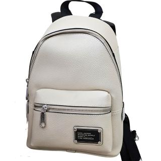 【MARC JACOBS 馬克賈伯】MJ金屬標荔枝紋拉鍊奶油白小款後揹包(贈原廠紙袋)