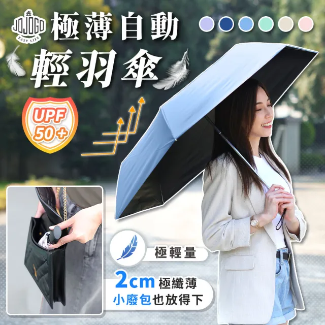 【JOJOGO 揪揪購】買一送一 極薄自動輕羽傘 自動傘 輕量傘 晴雨傘 黑膠傘 雨傘 速乾傘 輕羽傘