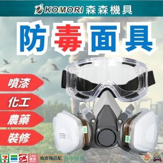 【Komori 森森機具】防毒面具(防毒面罩 防毒口罩 噴漆口罩 雙口型防毒面具 噴漆 打磨 拋光 防塵 防灰)