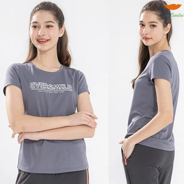 【EverSmile 幸福台灣】女吸排舒適字母印花圓T(吸濕排汗、速乾不黏、彈性、機能衣)