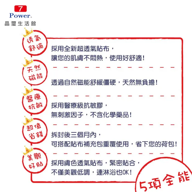 【7Power】舒緩磁力貼2500高斯10枚+30枚替換貼布組合 MIT台灣製造(磁力貼)