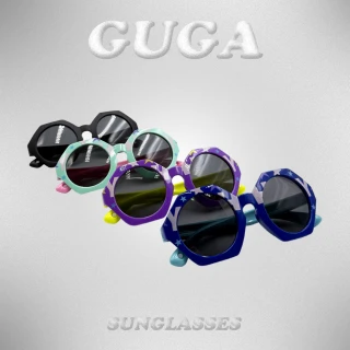 【GUGA】偏光兒童太陽眼鏡 美式派對風款(幾何特色造型 橡膠兒童墨鏡 UV400防護)