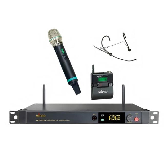 【MIPRO】ACT-5812A 配1頭戴式+1手握式麥克風ACT-580H(5GHz數位雙頻道接收機)