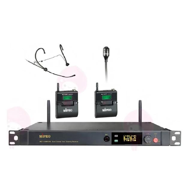 【MIPRO】ACT-5812A 配1頭戴式+1領夾式麥克風(5GHz數位雙頻道接收機)