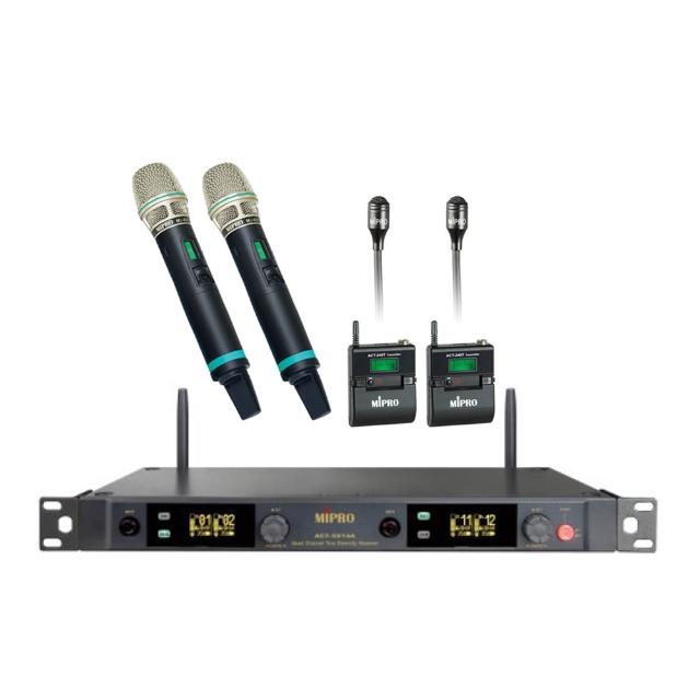 【MIPRO】ACT-5814A 配2領夾式+2手握式麥克風(5GHz數位四頻道無線麥克風)