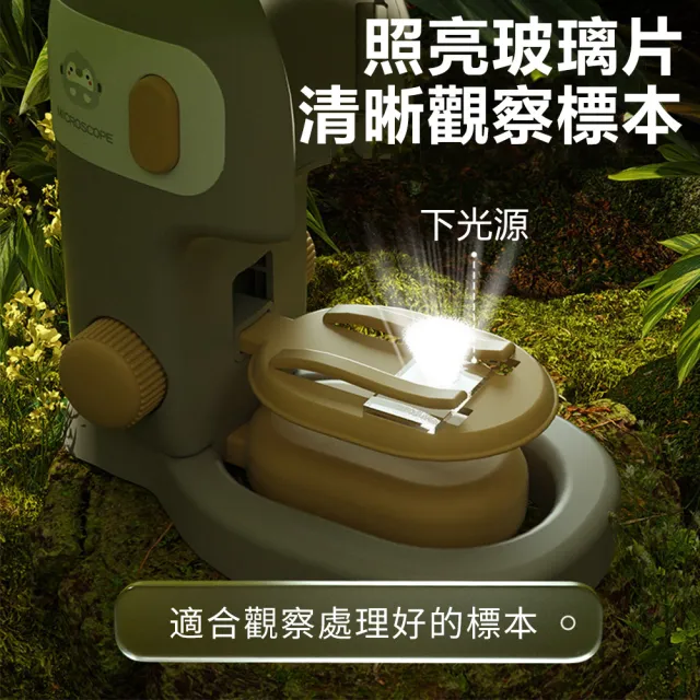 【Nil】100-180倍便攜式兒童顯微鏡 高清科學實驗玩具器材套裝 附手機架+2標本2玻片+12標本