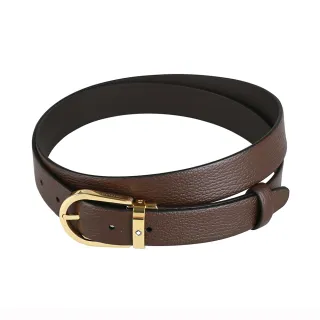 【MONTBLANC 萬寶龍】MONTBLANC 30mm馬蹄形牛皮扣式皮帶(棕)