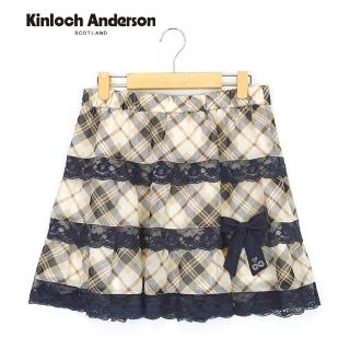 【Kinloch Anderson】甜美雪紡格紋蕾絲拼接蛋糕裙(KA1285407 米卡其)