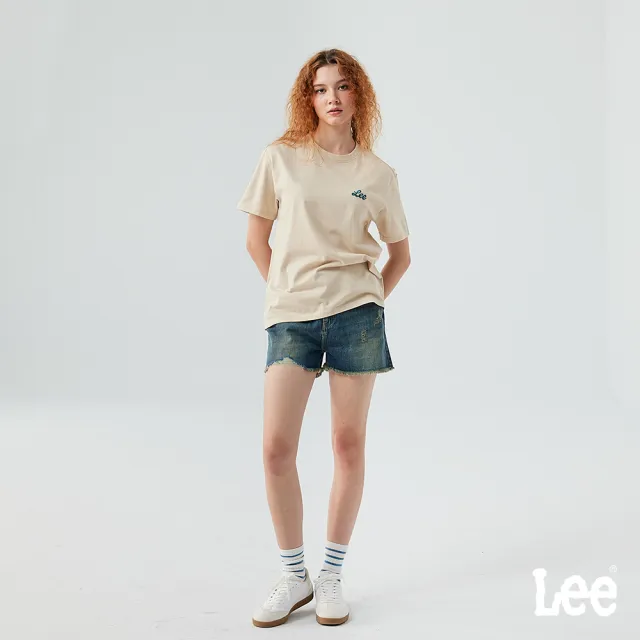 【Lee】女裝 牛仔短褲 / 中腰 做舊不收邊 中藍洗水(LB522016901)