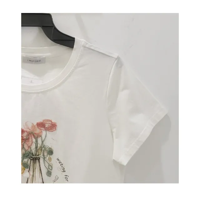 【YUTZUYA 優姿雅】浪漫繡線花樽高彈寬版T恤/上衣(短袖/高彈棉質/刺繡繡線/印圖/百搭圓領)