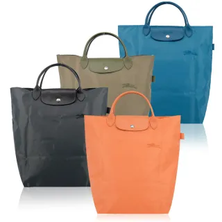 【LONGCHAMP】LE PLIAGE GREEN系列刺繡短把再生尼龍手提包(中/多色選)
