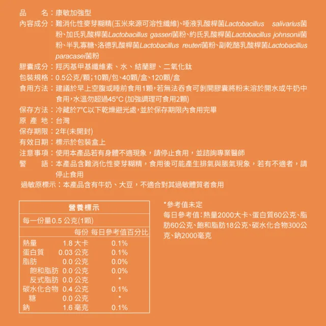 【DR.HSU】康敏加強型 120顆/盒(全專利益菌配方)