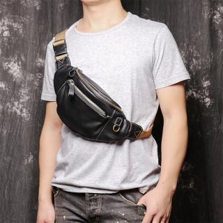 【LEESA】真皮包包 胸包\休閒時尚包\軟皮斜揹包\真皮包包 男生胸包\多功能包包\女生腰包\牛皮腰包\生意腰