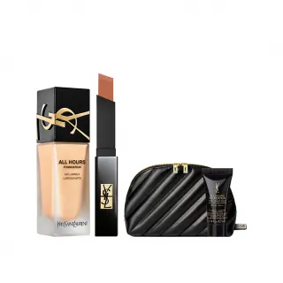 【YSL】官方直營 恆久完美霧光彩妝組(午夜粉底25ml+小黑條2.2)