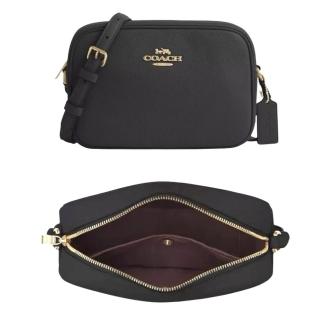 【COACH】金標LOGO荔枝皮革單層大相機包 斜揹包-氣質黑(coach CR110 黑色 女包 女包包 女用包 女生包包)