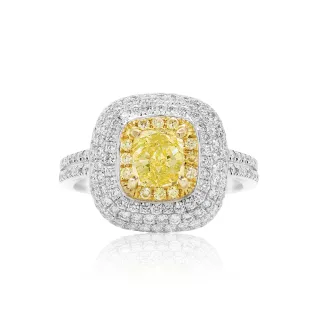 【AURORA 歐羅拉】GIA 一克拉天然黃彩鑽石 PT950 鉑金台 鑽戒 殿堂(Fancy Intense Yellow)