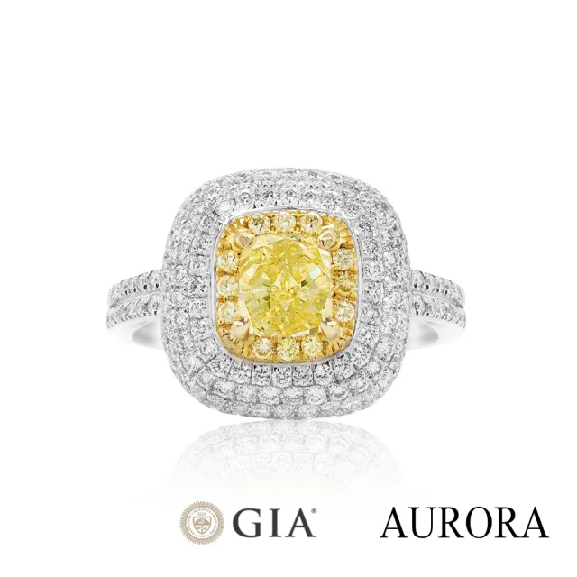 【AURORA 歐羅拉】GIA 一克拉天然黃彩鑽石 PT950 鉑金台 鑽戒 殿堂(Fancy Intense Yellow)
