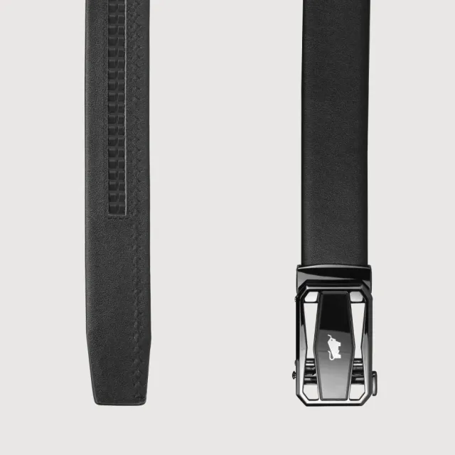 【BRAUN BUFFEL 德國小金牛】時尚紳士 鏤空自動扣皮帶-鎗色(BF25S-WEG21042-SGU) 送禮推薦