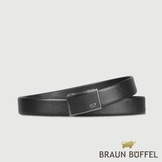 【BRAUN BUFFEL 德國小金牛】時尚紳士 樹皮壓紋自動扣皮帶-鎗色(BF25S-WEG21142-SGU) 送禮推薦