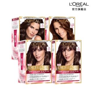 【LOREAL Paris 巴黎萊雅】優媚霜三重護髮染髮霜/雙管染髮霜 4入組(染髮/持久遮白)