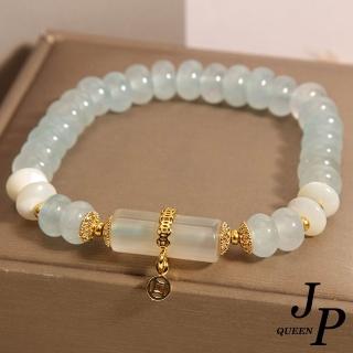 【Jpqueen】清透佳人海藍算盤水晶串珠高階彈性伸縮手鍊(綠色)