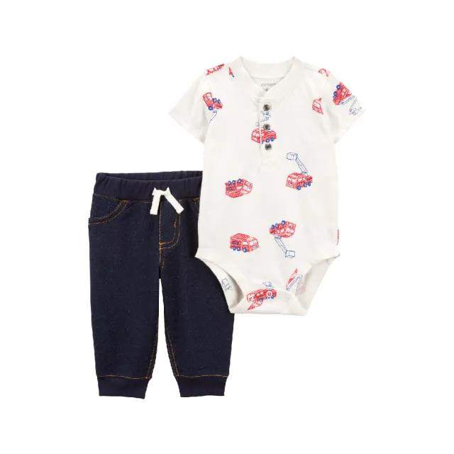 【Carter’s官方授權】嬰兒夏日短袖2件組套裝（包屁衣/長褲）－多款任選(原廠公司貨 童裝 嬰兒裝)