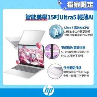 【HP 惠普】15吋 Intel Core Ultra 5-125H 輕薄效能筆電(超品 15-fd1144TU/16G/512G SSD/W11/極地白)