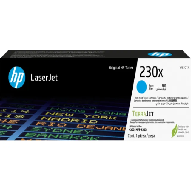 【HP 惠普】官方直營 Laser 230X 藍色原廠碳粉匣(W2301X)(4203dn/4303dw/4303fdw)
