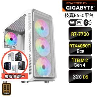 【技嘉平臺】R7八核GeForce RTX 4060Ti{驕陽}強效電競機(R7-7700/B650/32G D5/1TB/WIFI)