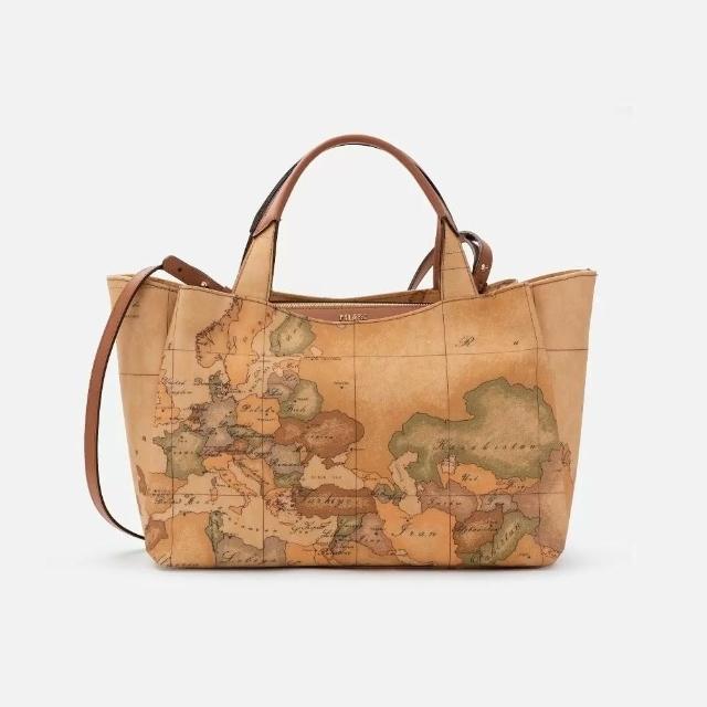 【Alviero Martini】義大利地圖包 手提側揹大托特包 36cm(地圖黃)