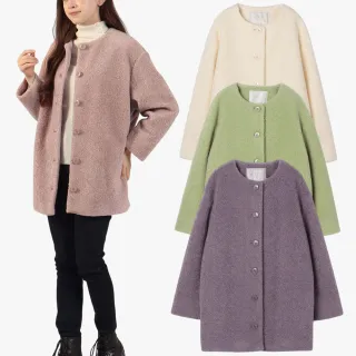 【agnes b.】To b. 女裝 無領落肩毛絨大衣(多色)