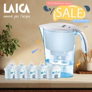 【LAICA 萊卡】義大利原裝進口2.3l高效雙流濾水壺(1壺5芯/共10個月份濾芯)