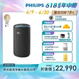 【Philips 飛利浦】奈米級空氣清淨機-360度高效過濾★適用28坪(AC4221/81)