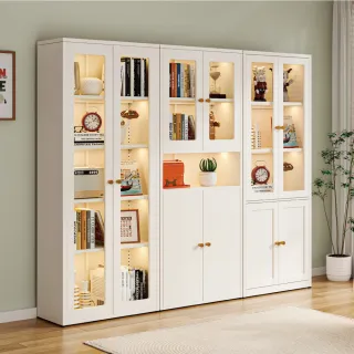 【慢慢家居】雙門款-碳鋼簡約耐重收納櫃70X35X180cm(鋼化玻璃櫃門 展示櫃 書櫃 泡泡瑪特 儲物櫃 鐵櫃)