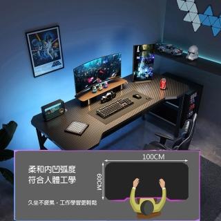 【Easy Life 家居館】工業風碳纖維桌面電競桌附主機懸掛架-100CM(工作桌 電腦桌 辦公桌 電競桌)