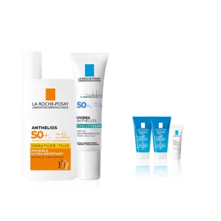 【理膚寶水】控油防曬雙星組★安得利清爽極效夏卡防曬液50ml+全護極致抗油光防曬亮白乳 30ml C(防水防汗)