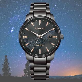 【CITIZEN 星辰】銀河黑金限定款光動能簡約時尚男錶 黑 39mm(BM7595-89E)