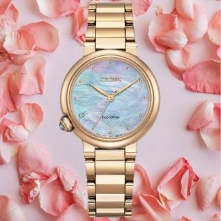 【CITIZEN 星辰】L系列女神魅力真鑽優雅光動能女錶 玫瑰金 30mm(EM0919-85Y)