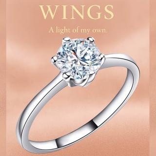 【WINGS】八心八箭 戒指 經典六爪鑲 璀璨方晶鋯石擬真鑽戒(禮物 禮盒 輕奢 質感 一克拉 單鑽)