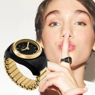 【FOSSIL】Watch Ring 時尚手錶戒指 戒指錶-黑x金 618年中慶 推薦(ES5413)
