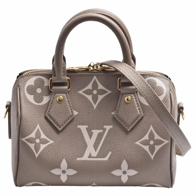 【Louis Vuitton 路易威登】M46575經典Speedy Bandoulière 20 Empreinte皮革手提/斜背包(灰/米色)