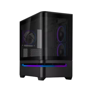 【ASUS 華碩】Prime AP202 ARGB 曲面全景玻璃電腦機殼 黑色(PRIME-AP202-ARGB-BLACK-TG)