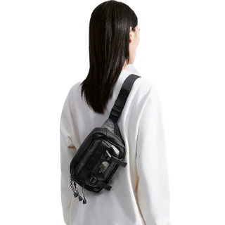 【The North Face】北面男女款黑色DWR防潑水大容量休閒腰包｜8BK5BIA